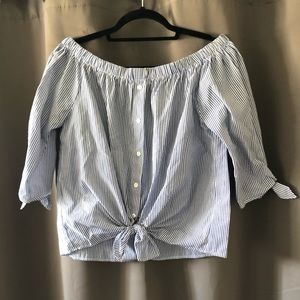Blue/White Strip Off Shoulder Shirt! NEVER WORN!